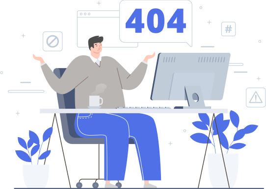 Illustration of a lost page — error 404